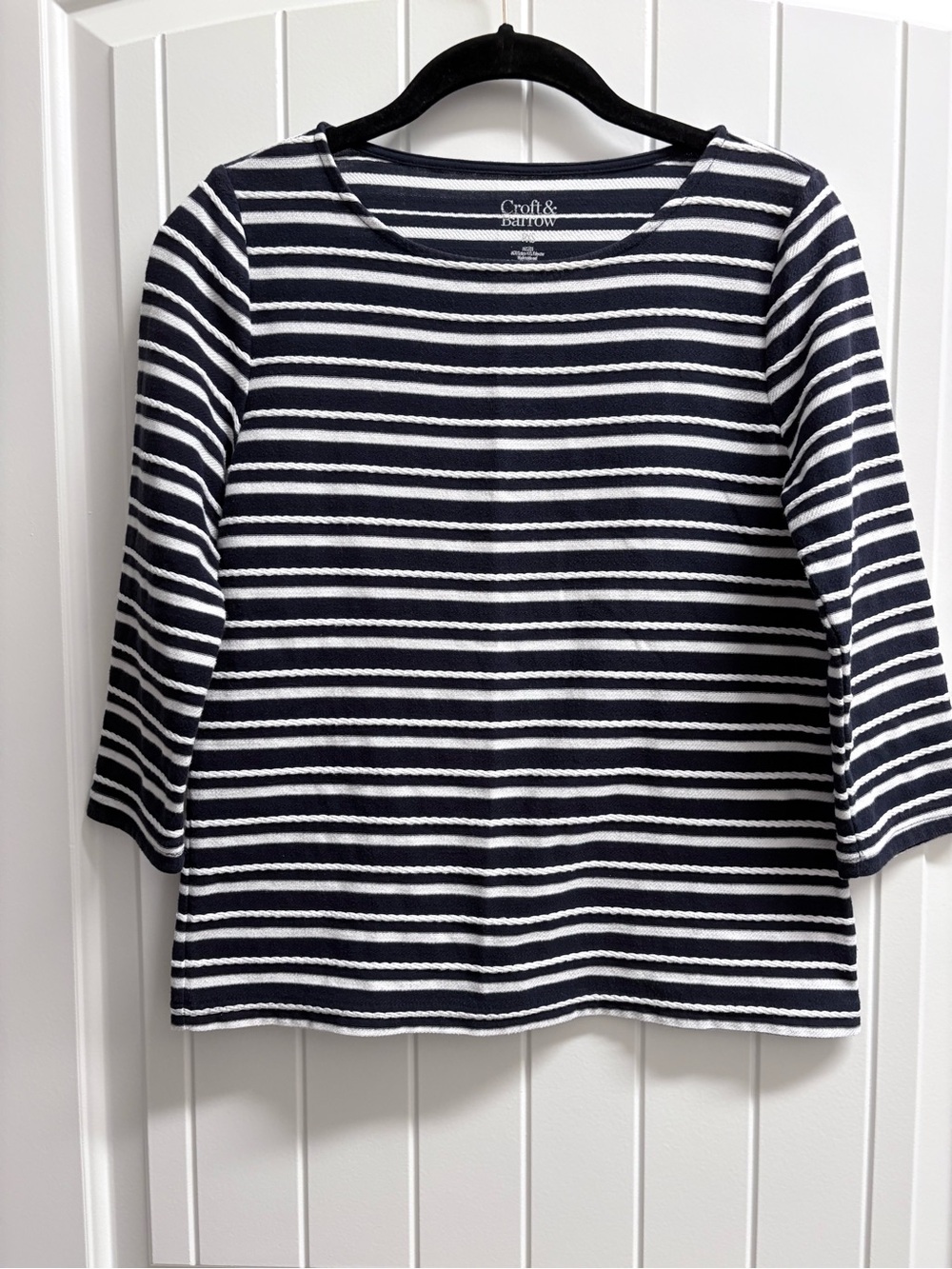 Croft & Barrow Navy and White Striped Knit Top